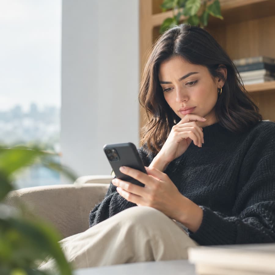 Mujer observando una página web
